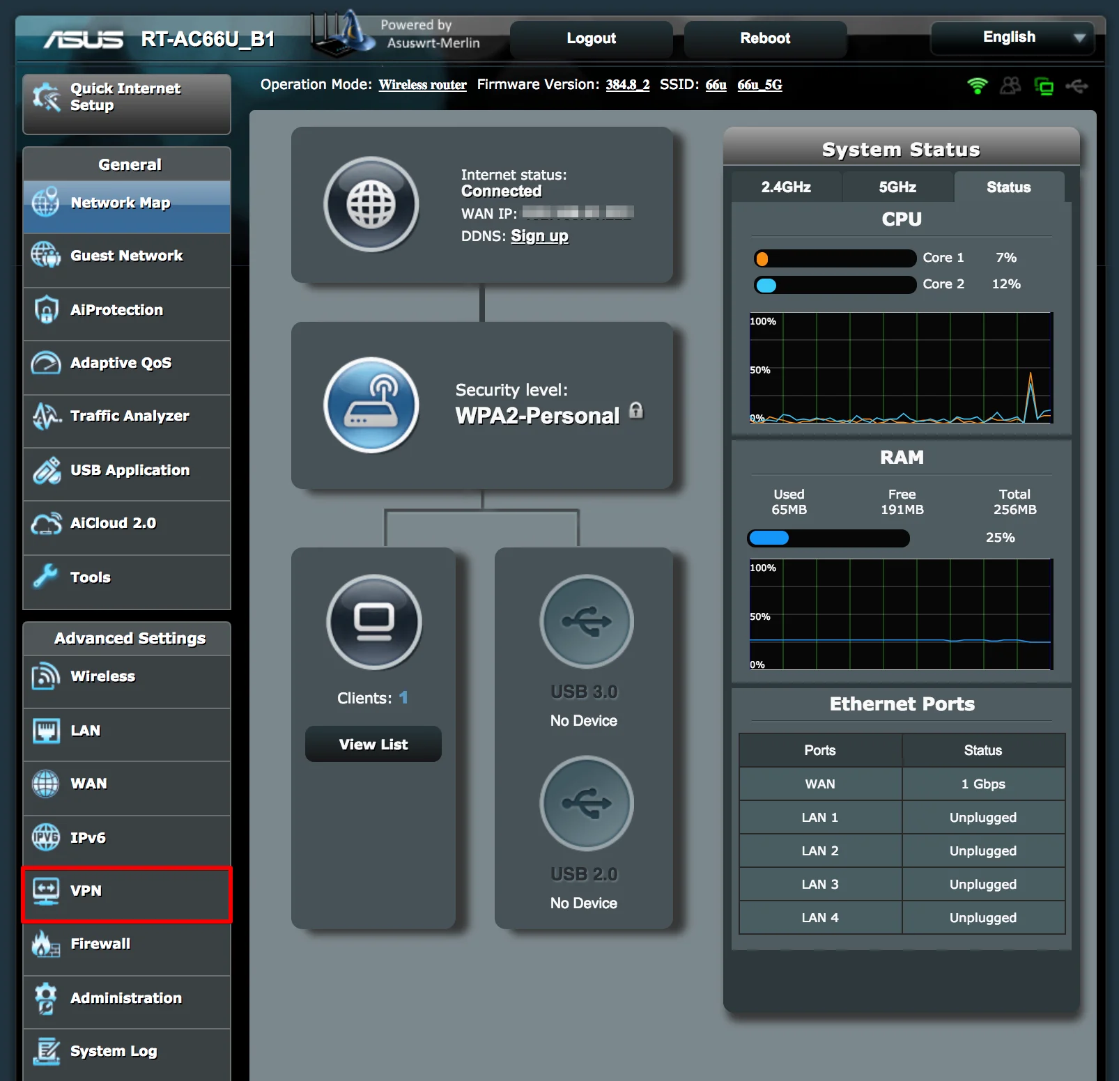 How to setup VPN on Asuswrt-Merlin router: Network Map