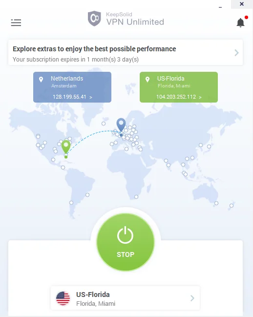 How to use the Main Screen of VPN Unlimited for Windows PC: VPN connection