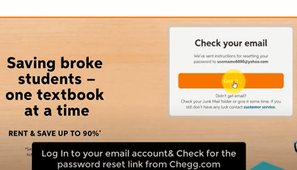 Chegg Check your email Got it