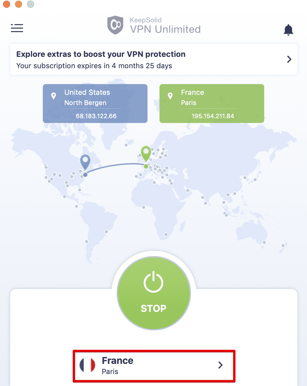 VPN Unlimited on macOS - VPN server you are connected to